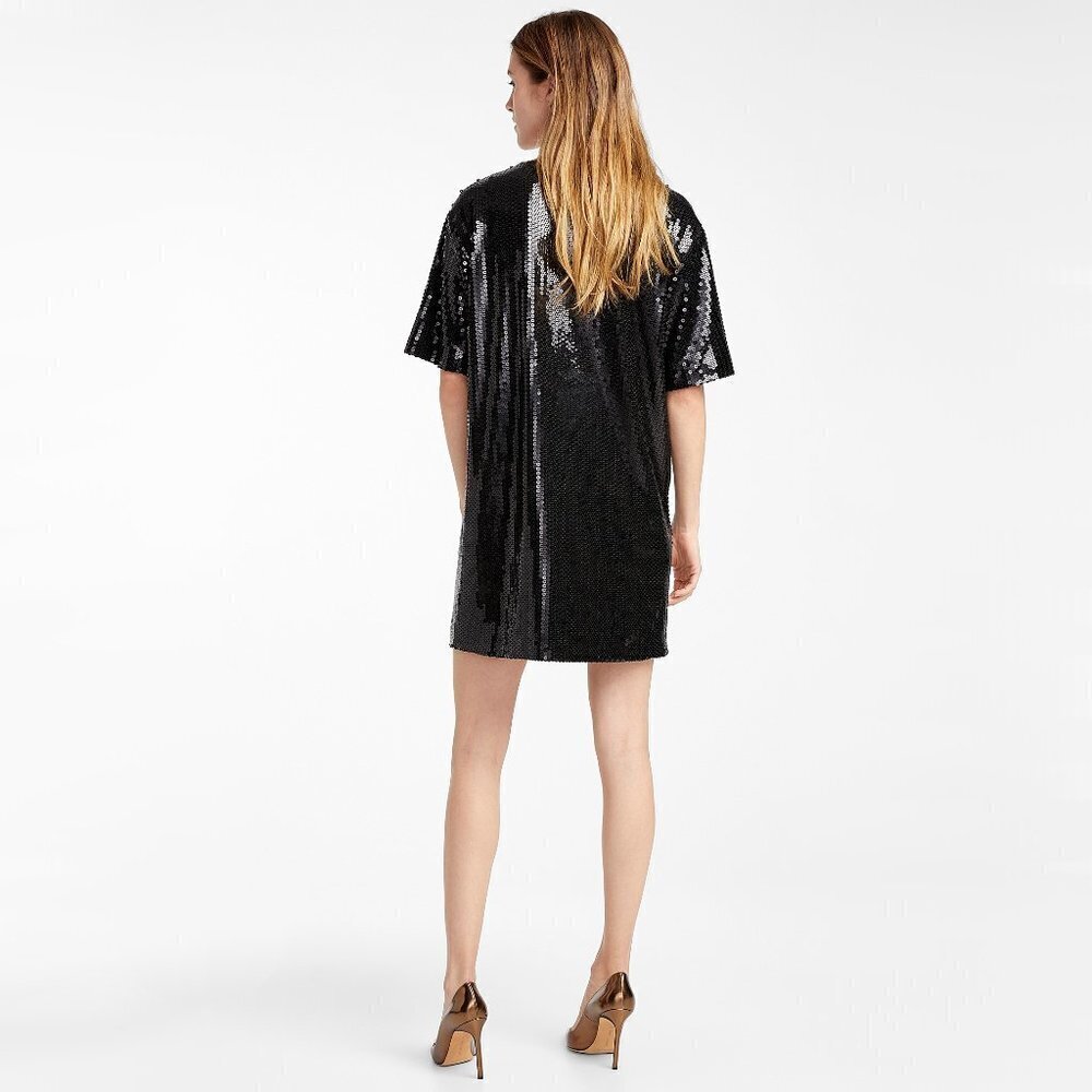 NWT Moschino TRICK OR CHIC black & gold sequin mini holiday dress - Picture 2 of 11